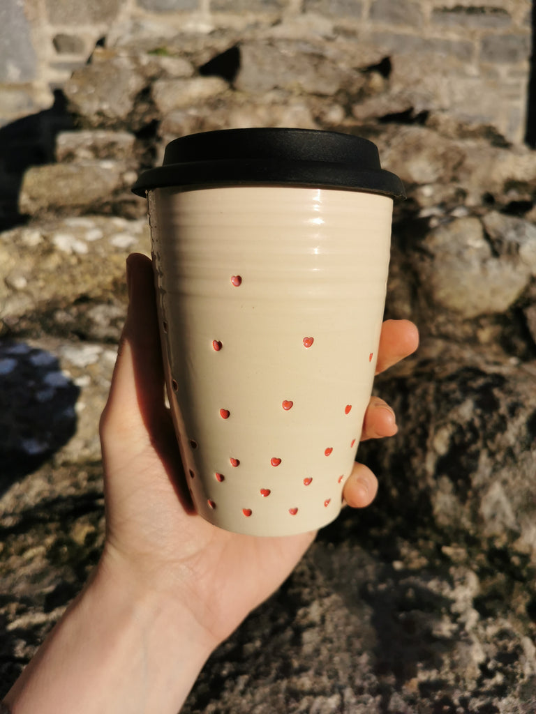 Sea Scape Handmade Ceramic Travel Mug, Reusable Cup Grounded Pottery Irish  Design Ocean Inspired 