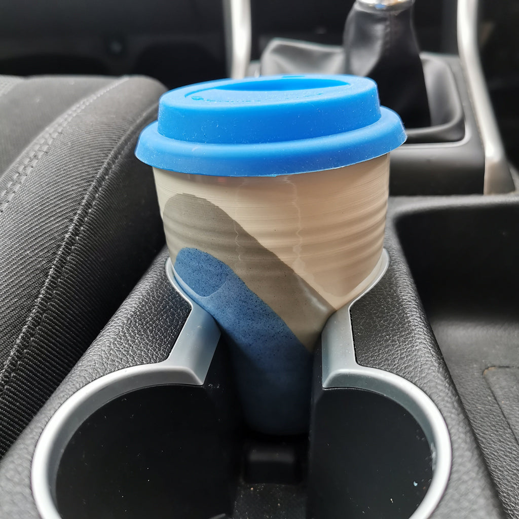 Poured Blue and Grey Travel Cup