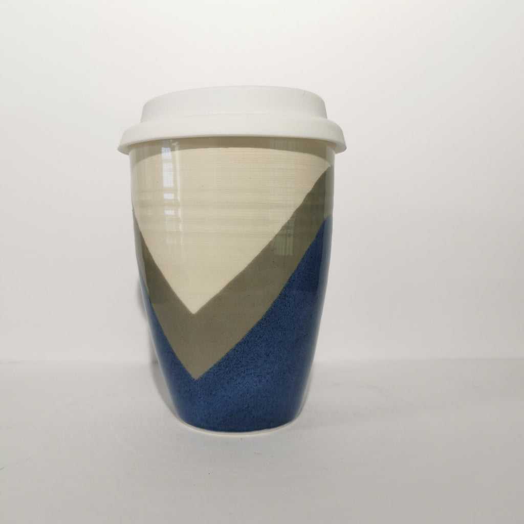 Poured Blue and Grey Travel Cup