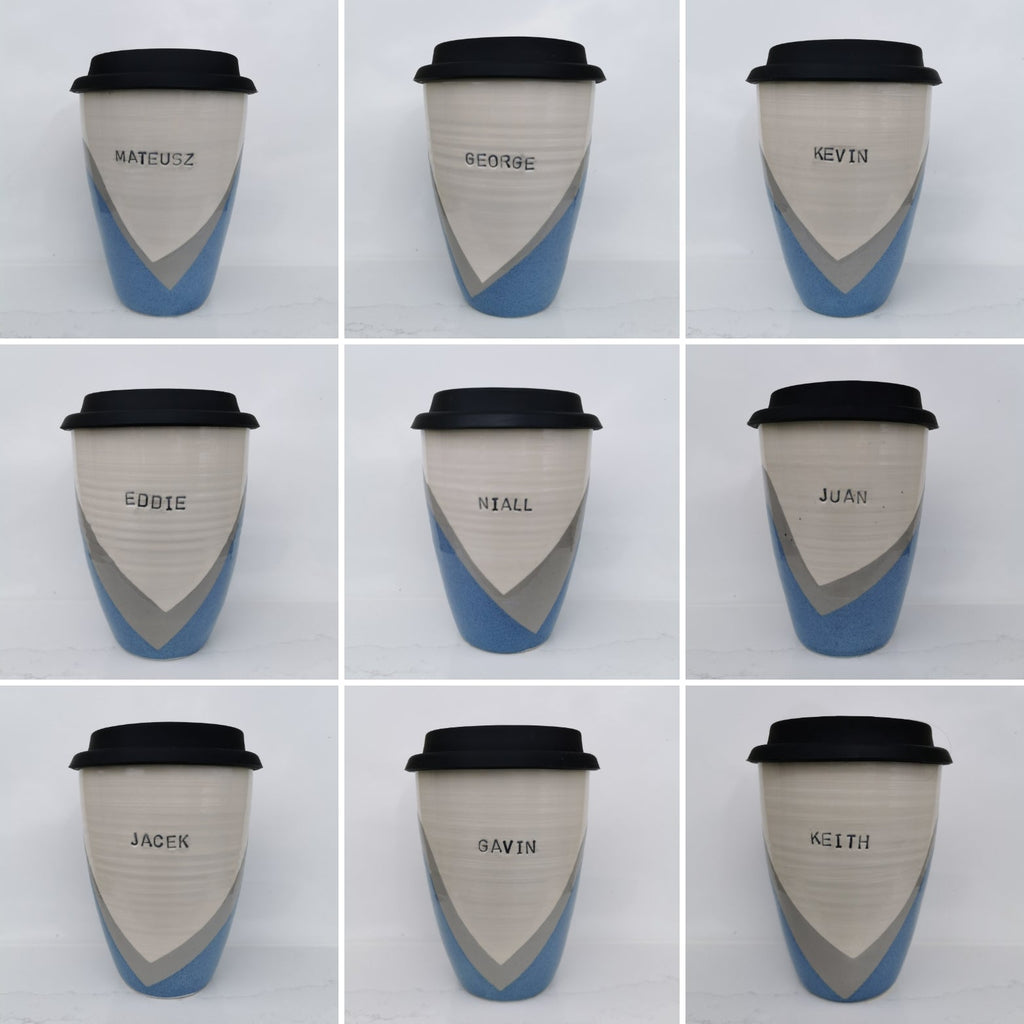 Poured Blue and Grey Travel Cup