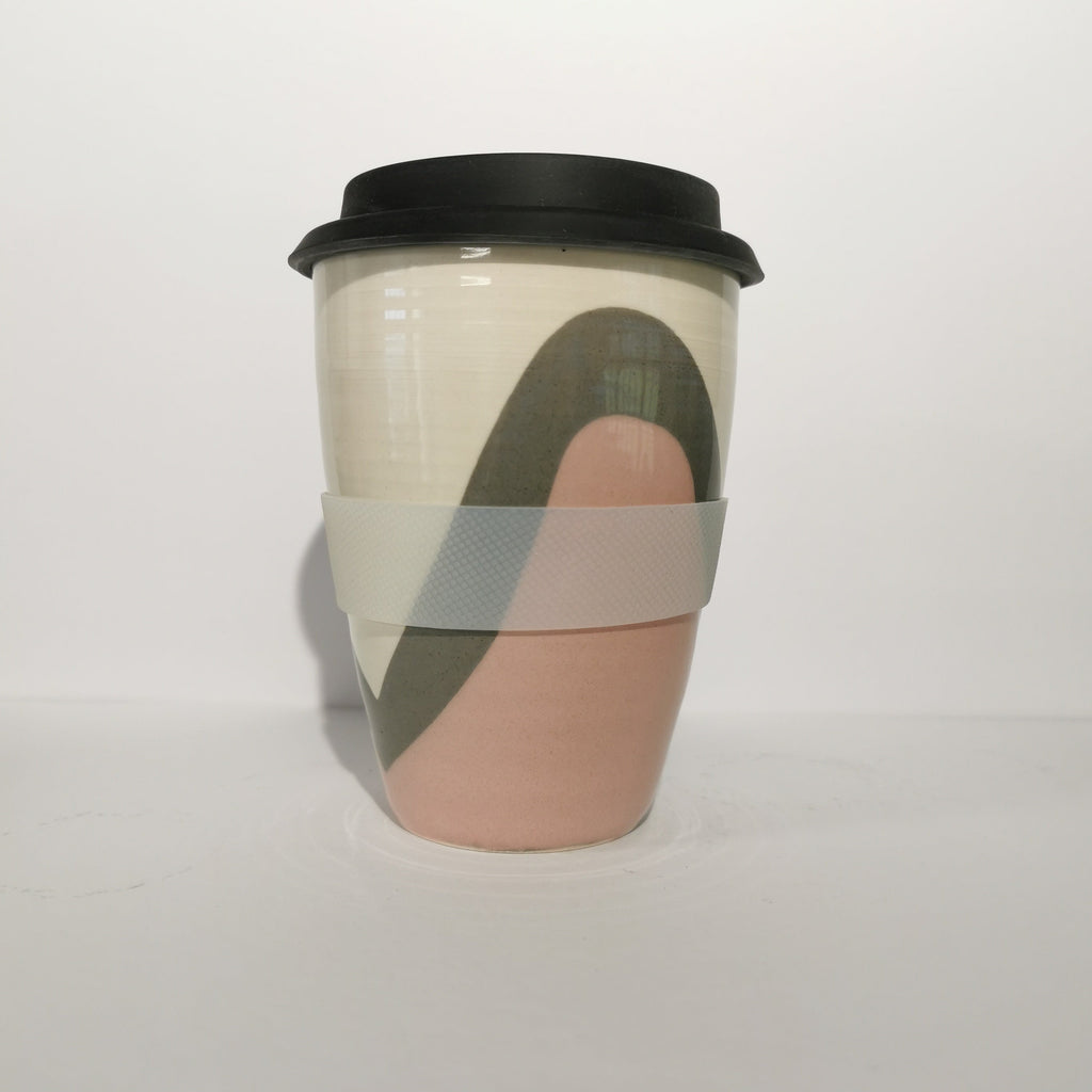 Poured Pink and Grey Travel Cup