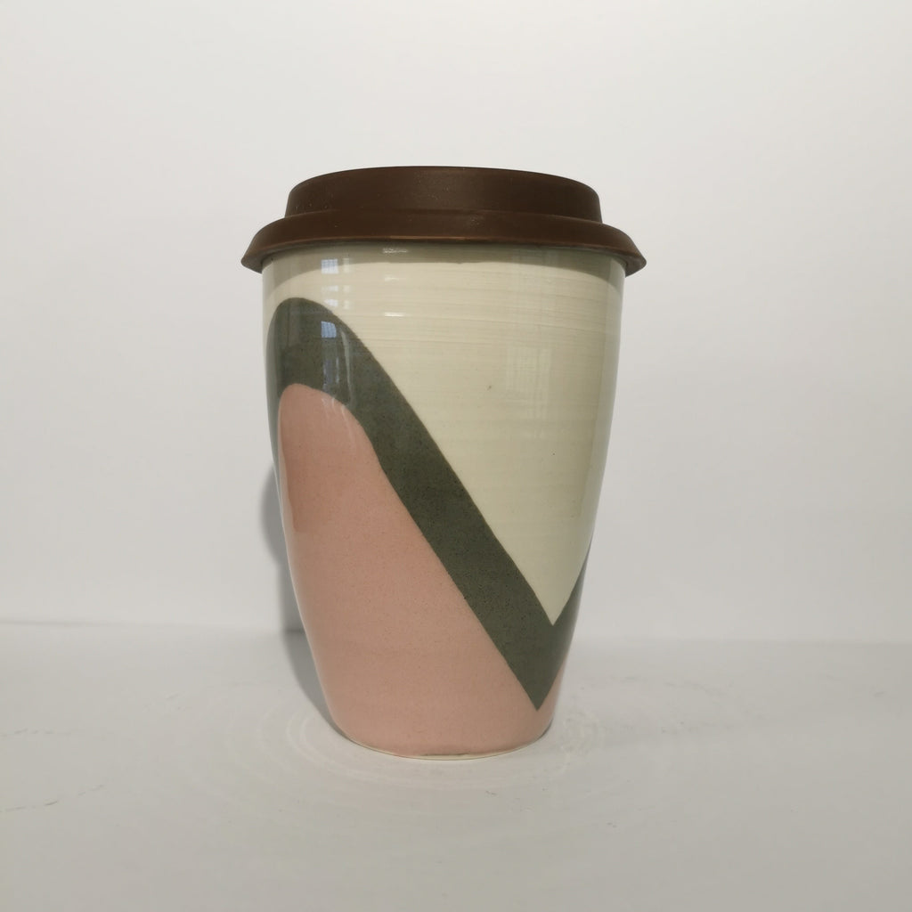 Poured Pink and Grey Travel Cup