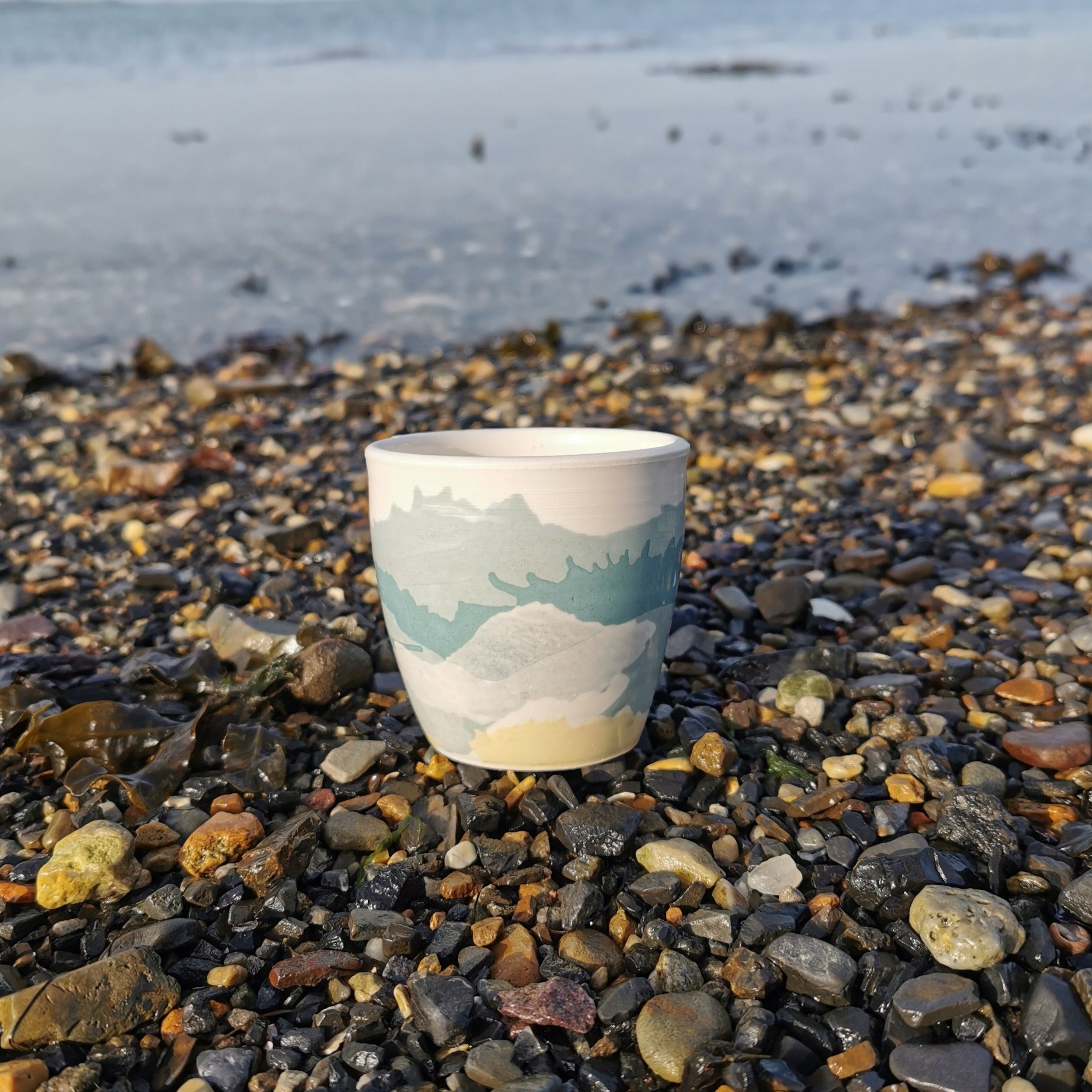 Sea Scape Handmade Ceramic Travel Mug, Reusable Cup Grounded Pottery Irish  Design Ocean Inspired 